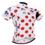 2015 Maillot Cyclisme Tour De France Blanc Rouge Manches Courtes